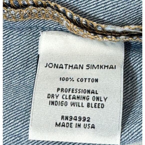 Jonathan Simkhai Asymmetric Ruffled Dress Womens 6 Distressed Indigo Denim - Picture 13 of 14